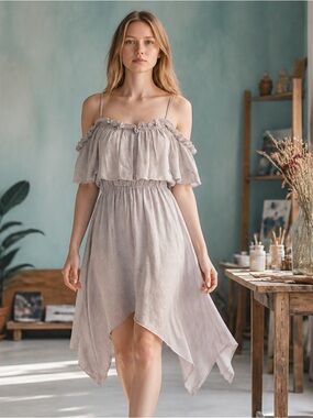 Pink Martini Ruffle Off-Shoulder High-Low Midi Dress - Pink - Size XXS